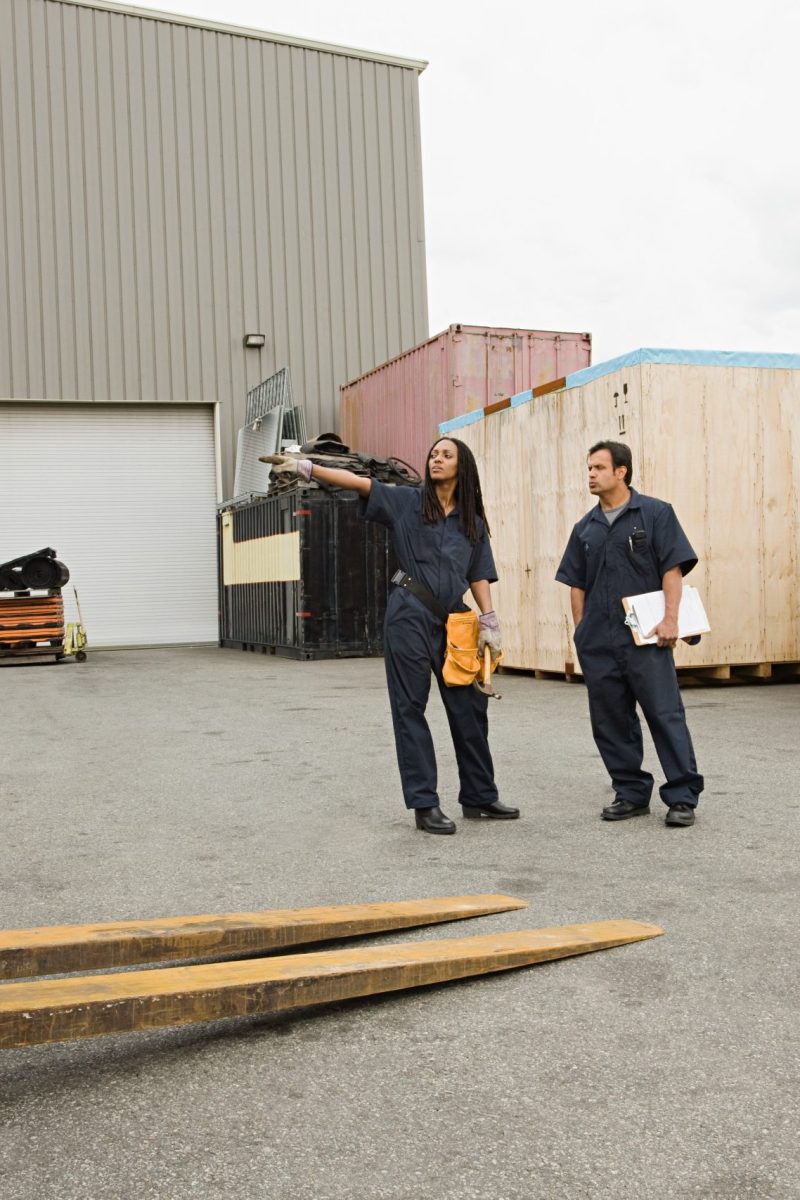 Colleagues in loading bay